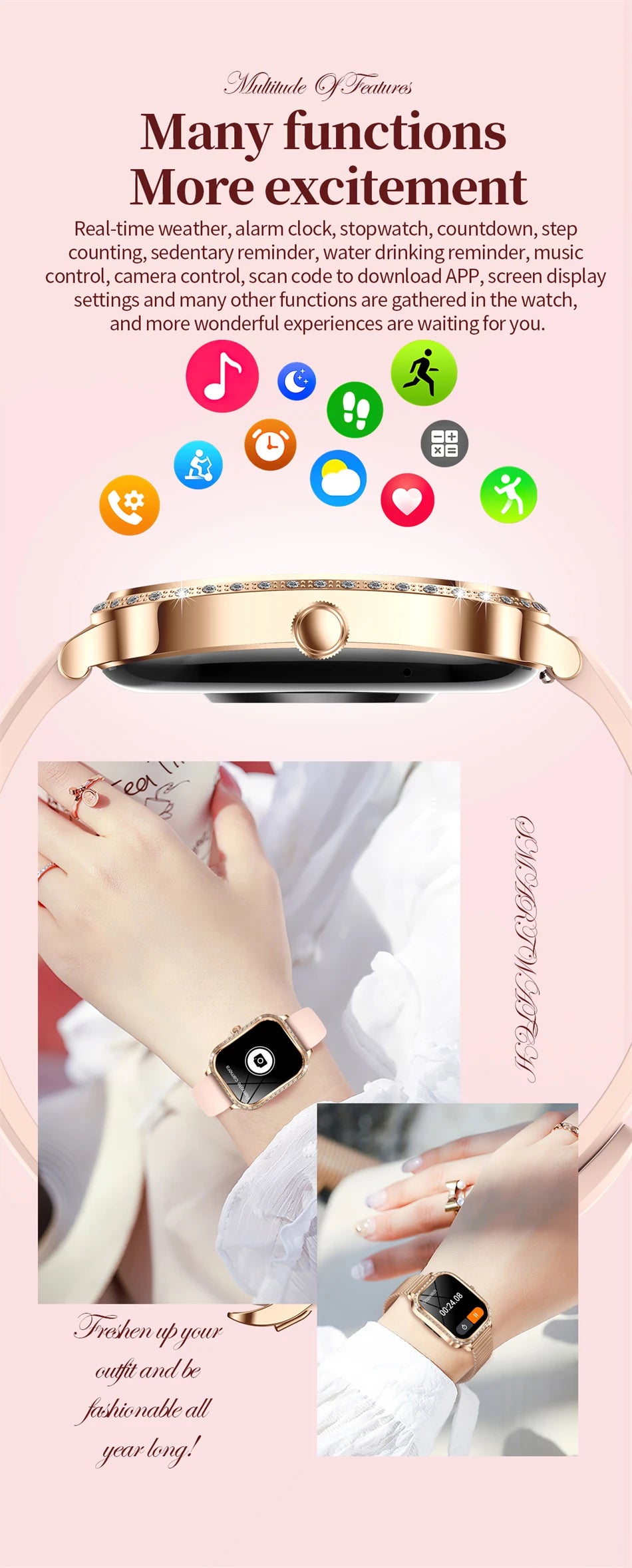 Reloj Inteligente Mujer HD 1.75 Fitness Bluetooth
