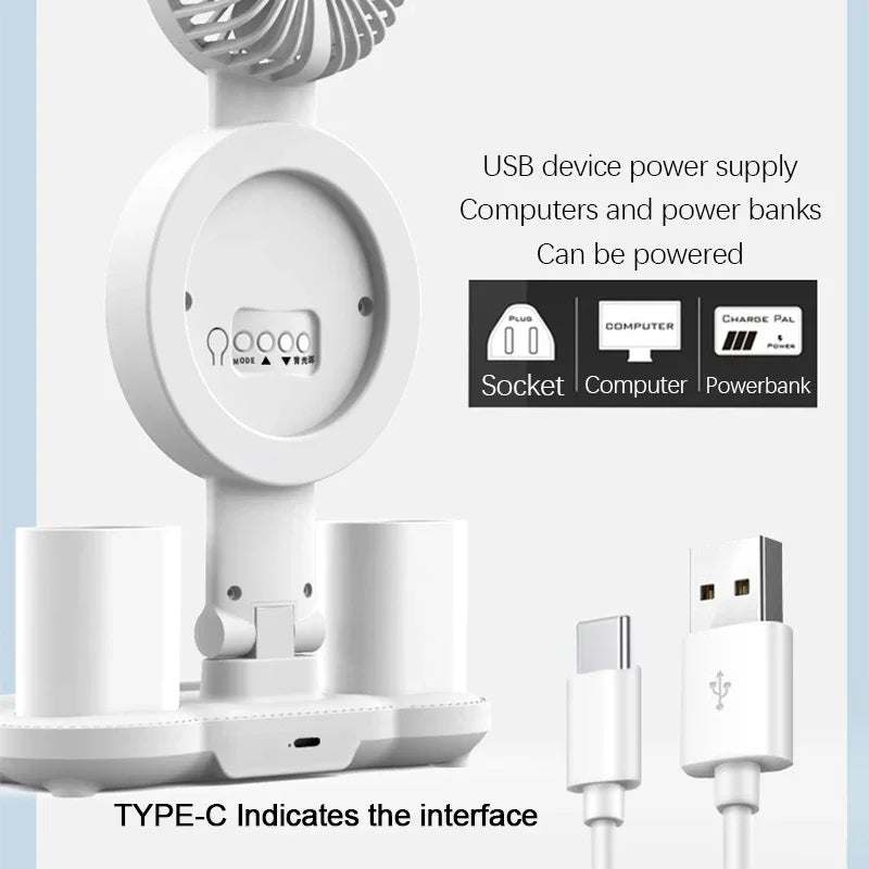 Lámpara de Mesa LED con Ventilador, Reloj y Pantalla