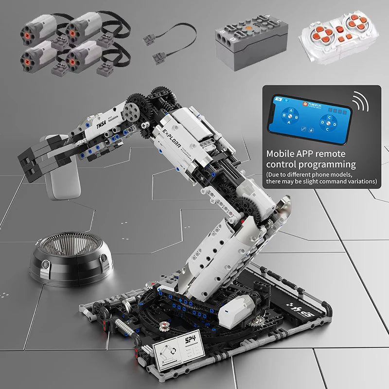 Bloques de construcción programables con brazo mecánico multieje, robot 5 en 1, juguetes de Control remoto, vástago interactivo, regalo de aprendizaje para niños