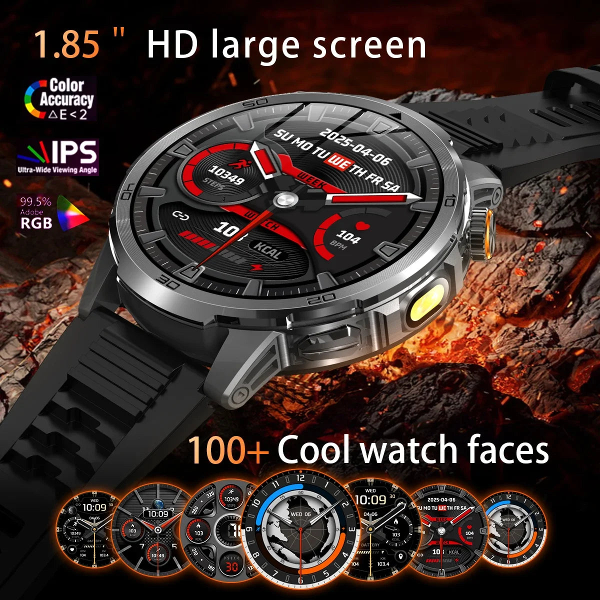 2026 militar t-rex 3 reloj inteligente reloj de Fitness hombres 466*466 pantalla AMOLED 1000mAh batería linterna llamada impermeable Smartwatchs