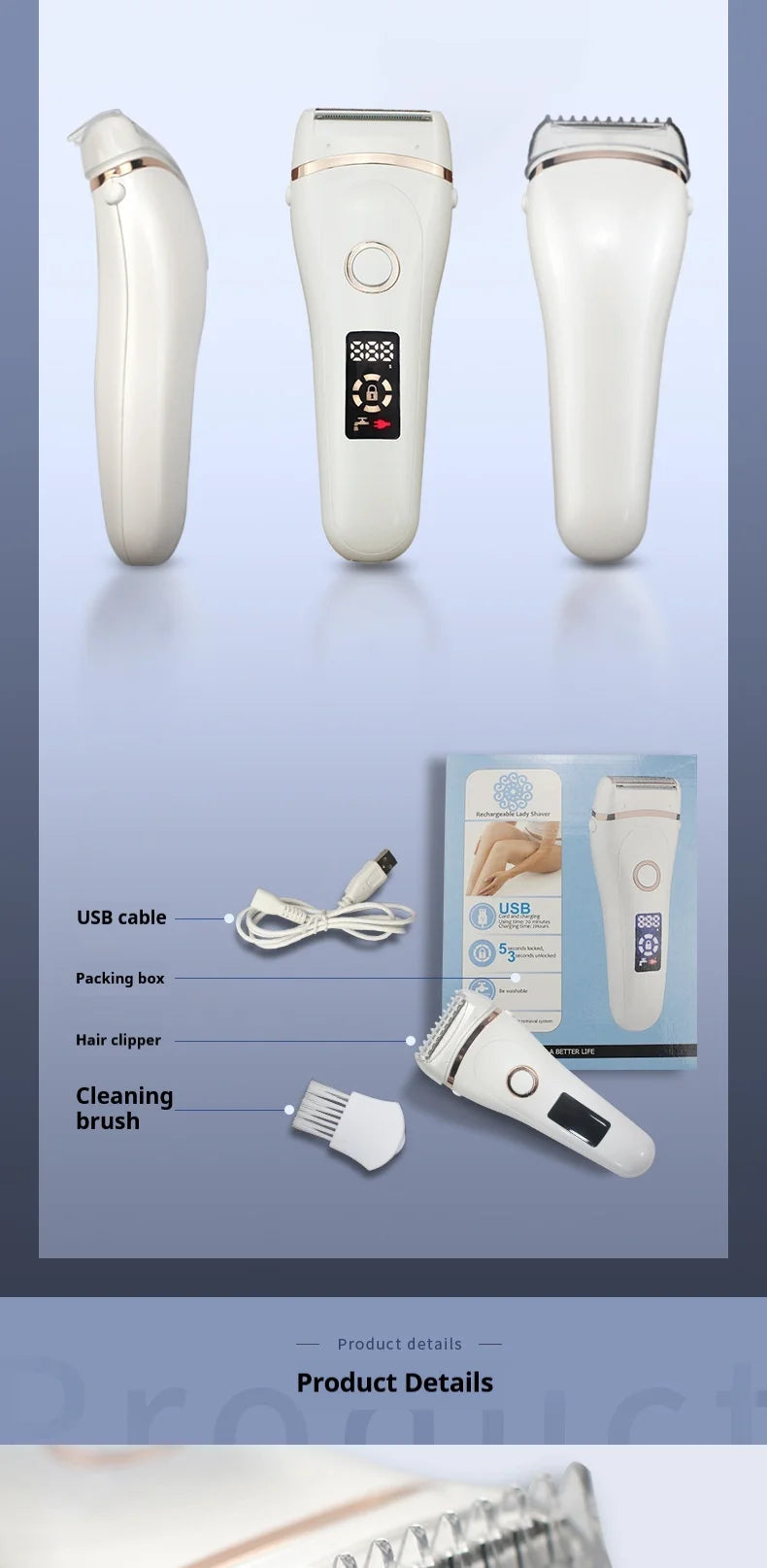 Maquinillas de Afeitar Eléctricas para Mujer, Depiladora Facial, Depilación sin Dolor, Cuchilla de Afeitar Corporal para Brazos, Manos, Piernas, Bikini, Depiladora