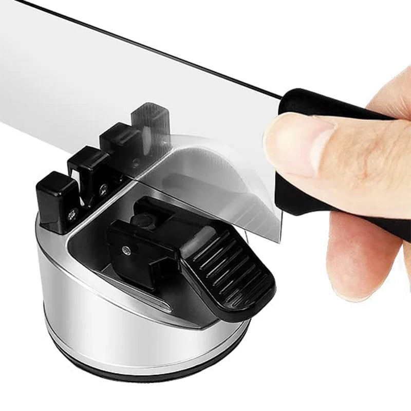 Afilador de cuchillos de Chef de cocina de bolsillo mejorado de 2 etapas, Mini afilador de cuchillos con ventosa, herramienta de afilado de cocina portátil