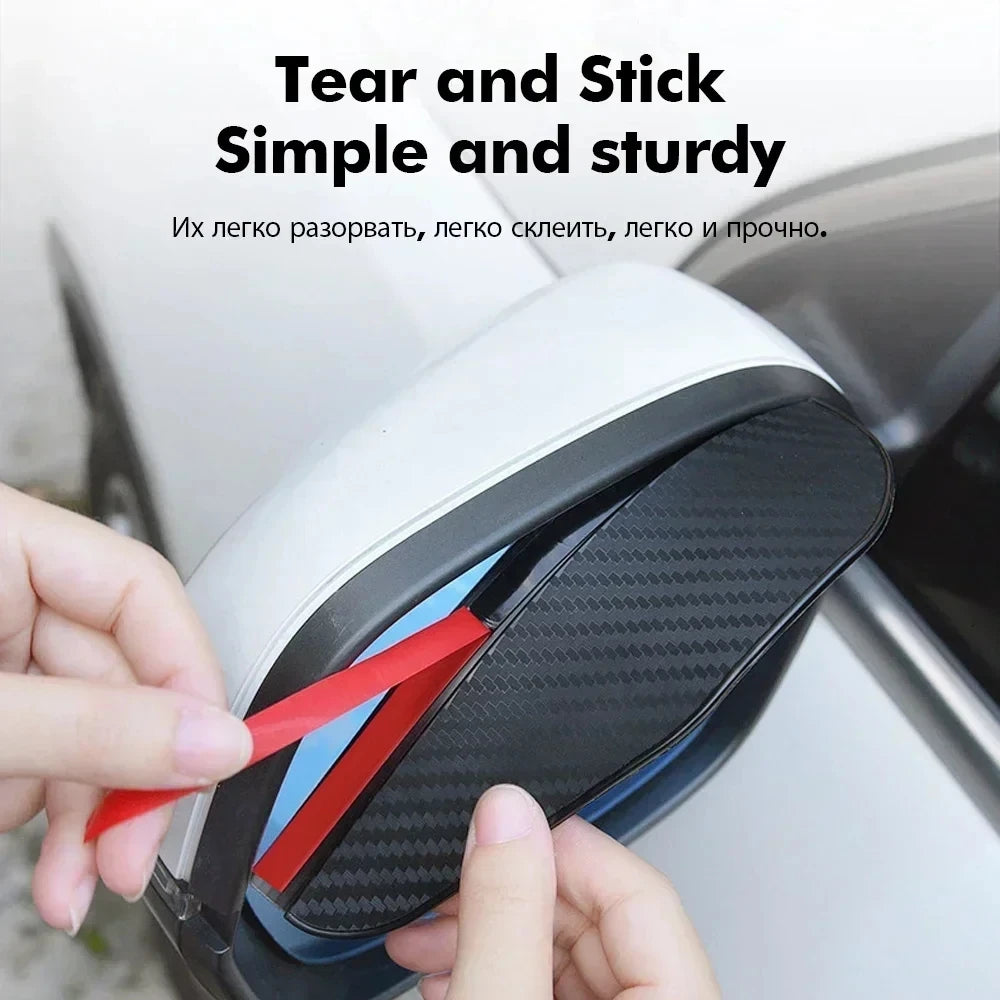 2 uds espejo retrovisor de coche lluvia ceja fibra de carbono protector contra la lluvia parasol Protector de visión clara para accesorios de espejo de coche