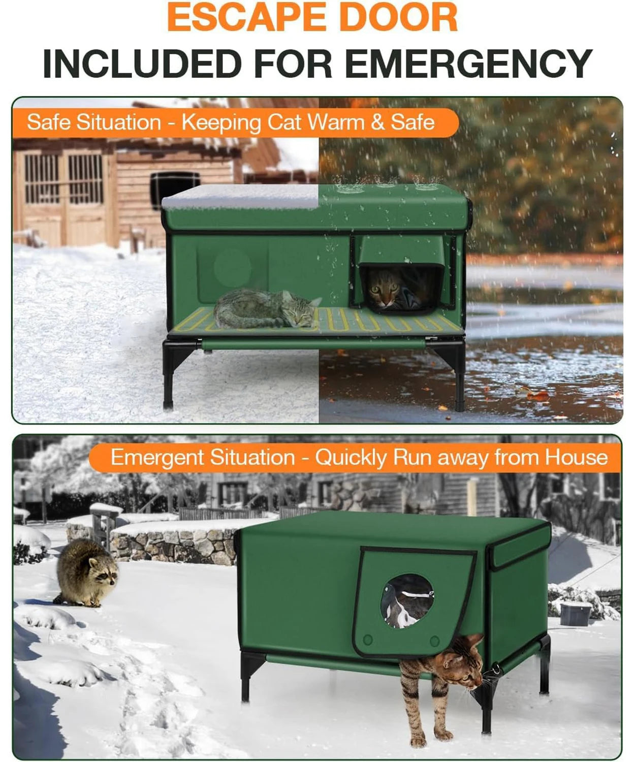 Casa para Gatos de Exterior Impermeable, Plegable y Cálida