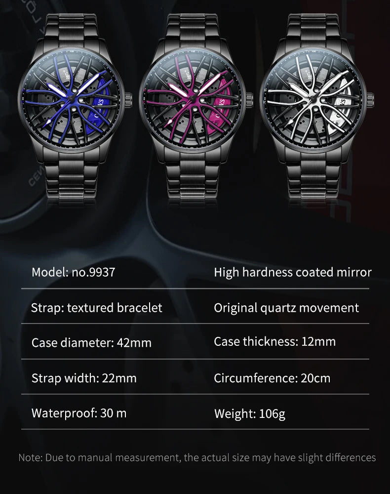 Reloj de Cuarzo OLEVS 9937 para Hombre con Esfera Giratoria de Acero