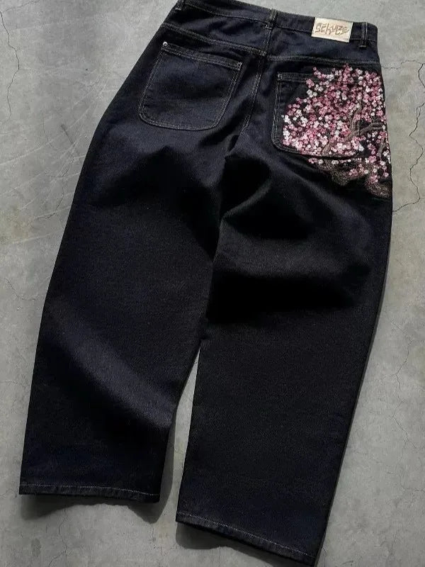 Pantalones Vaqueros Holgados Vintage de Pierna Ancha Y2K para Mujer