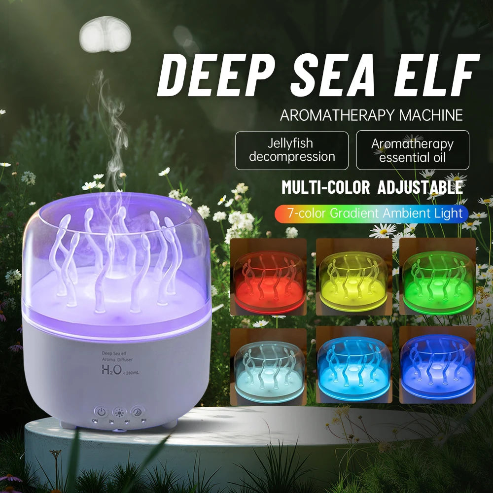 Humidificador de aire para dormitorio, difusores de aromaterapia ultrasónicos giratorios de hierba marina de 280ML, generador de niebla, aroma de aceite esencial de fragancia