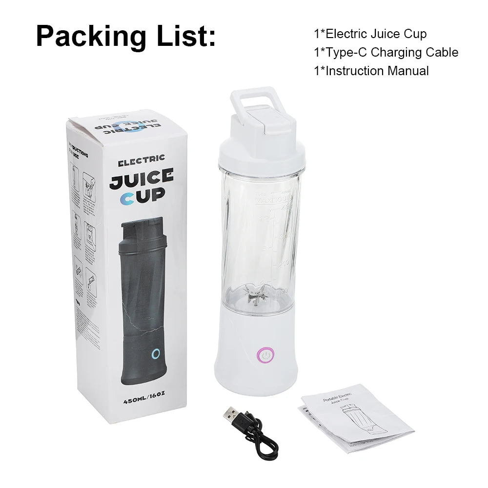 Mini Licuadora Portátil 450ml con 12 Cuchillas Recargable