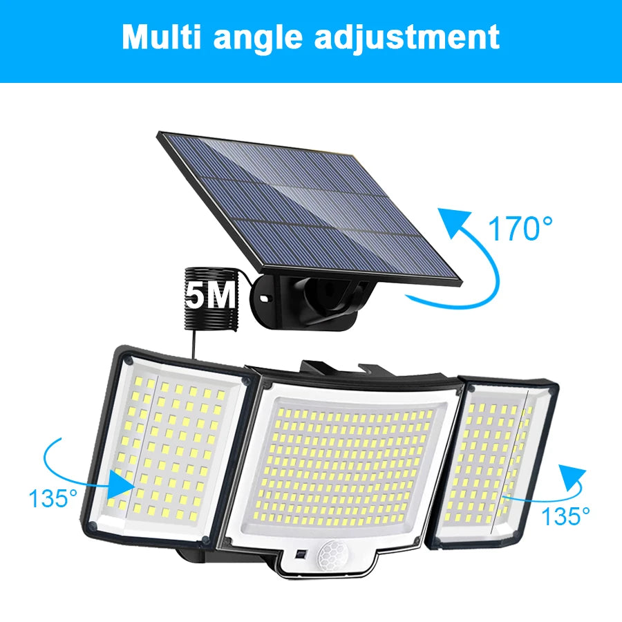 Lámpara Solar LED Exterior con Sensor de Movimiento IP65 3 Modos
