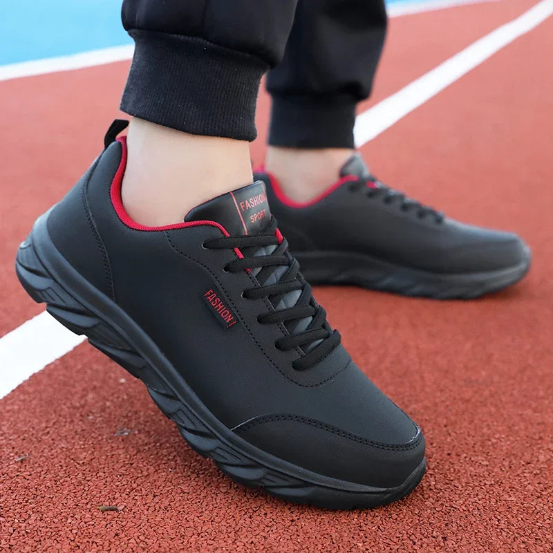 YRZL Zapatillas para correr Zapatillas de deporte de cuero artificial impermeables Zapatos deportivos al aire libre Hombres Zapatillas casuales ligeras para caminar para hombres