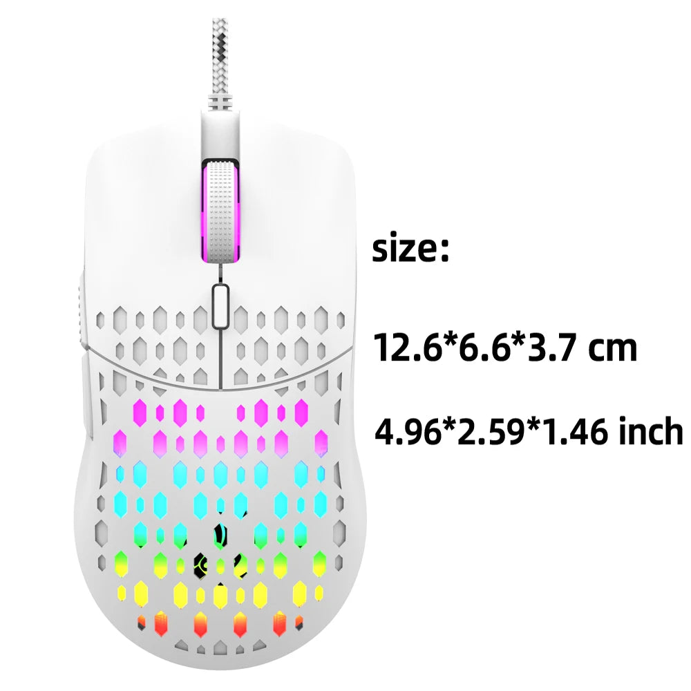 RAIKU G701-ratón con cable de 6 teclas, Mouse con iluminación colorida para juegos y oficina para Microsoft Windows y Apple IOS System