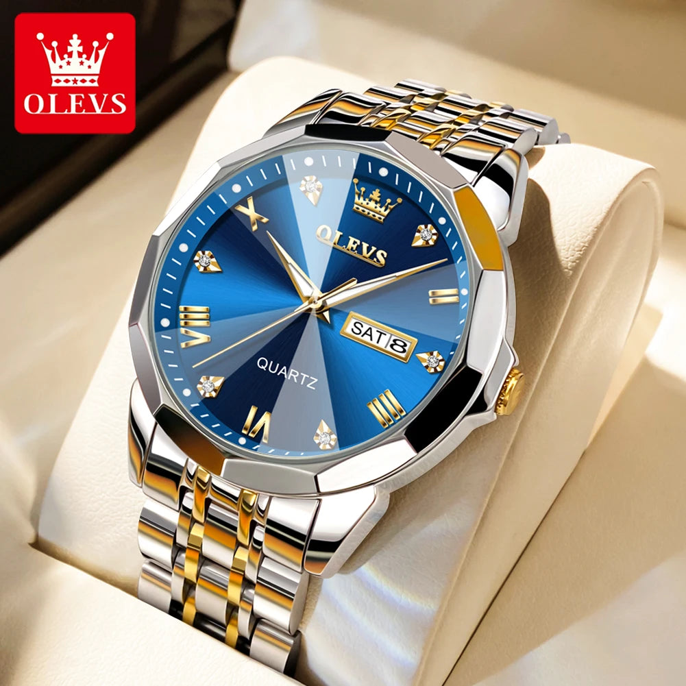 Reloj de Cuarzo OLEVS para Hombre con Acero Inox y Doble Calendario