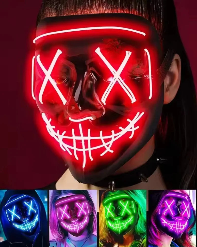 Máscara de purificación de neón para Festival de Música, Bar inalámbrico de Halloween, máscara de fiesta de Carnaval que brilla en la oscuridad, suministro de disfraces de Cosplay