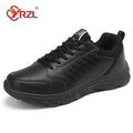 YRZL zapatos deportivos de cuero Artificial negro para hombres, zapatos casuales de alta calidad, impermeables, antideslizantes, cómodos para exteriores