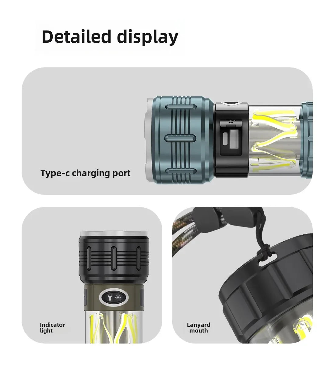 Linterna LED Táctica Recargable 4500mAh para Camping