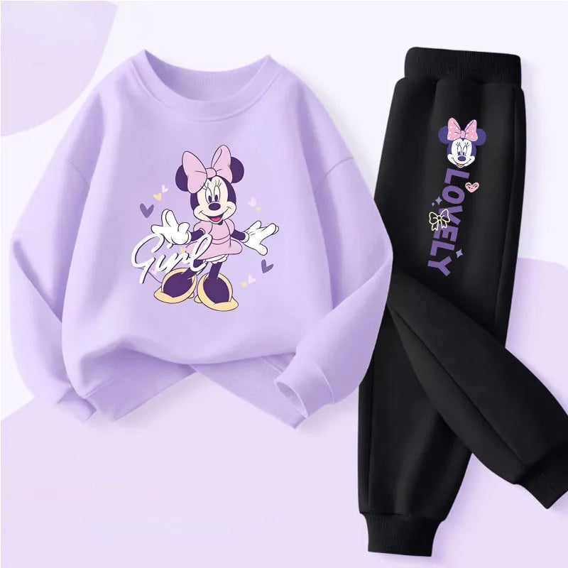 Conjunto de buzo y pantalón deportivo para niñas con estampado