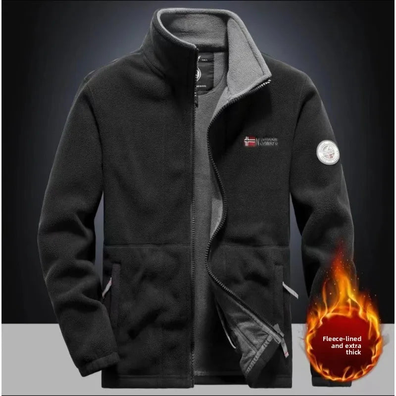 Chaqueta de Polar para Hombre con Cremallera — Abrigo de Otoño e Invierno