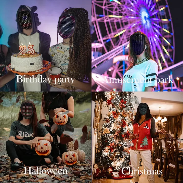 Máscara LED con detección de gestos, efectos de sonido musicales, máscara de Halloween iluminada para Dj, disfraz de mascarada de cumpleaños, fiesta de disfraces