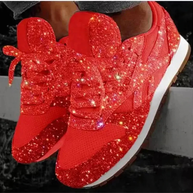 2025 nuevas zapatillas planas para mujer, zapatos vulcanizados ostentosos informales, zapatos de malla con cordones para mujer, zapatos de plataforma de talla grande a la moda para exteriores para mujer