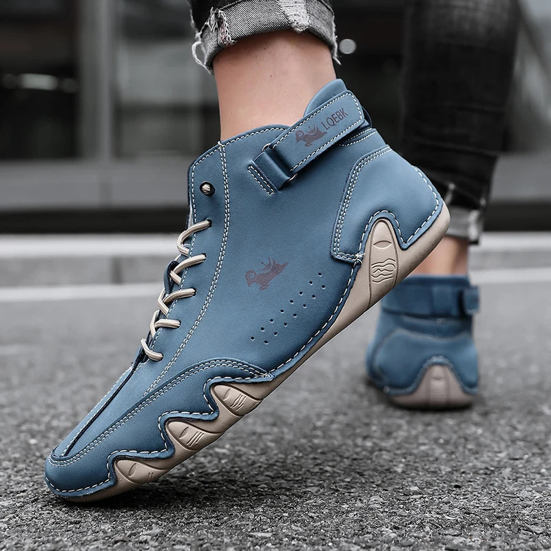 Zapatos informales de cuero, zapatillas de deporte para hombre, mocasines para caminar al aire libre, calzado cómodo, botas de lujo para hombre