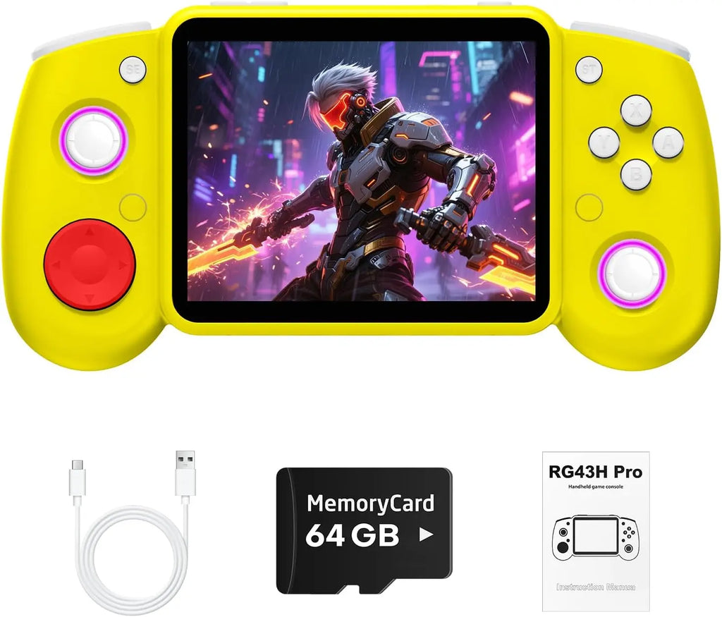 Consola de Juegos Retro Portátil RG43H Pro, Sistema de Juego Dual con Potente Chip RK3562, Pantalla IPS de 4.3 Pulgadas, Consola de Juegos Retro, Más de 30 Emuladores