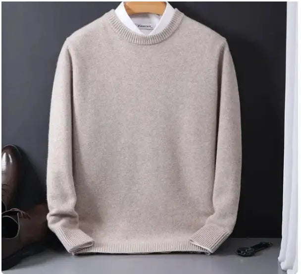 Suéter de Punto con Cuello Redondo para Hombre - Holgado, Otoño Invierno
