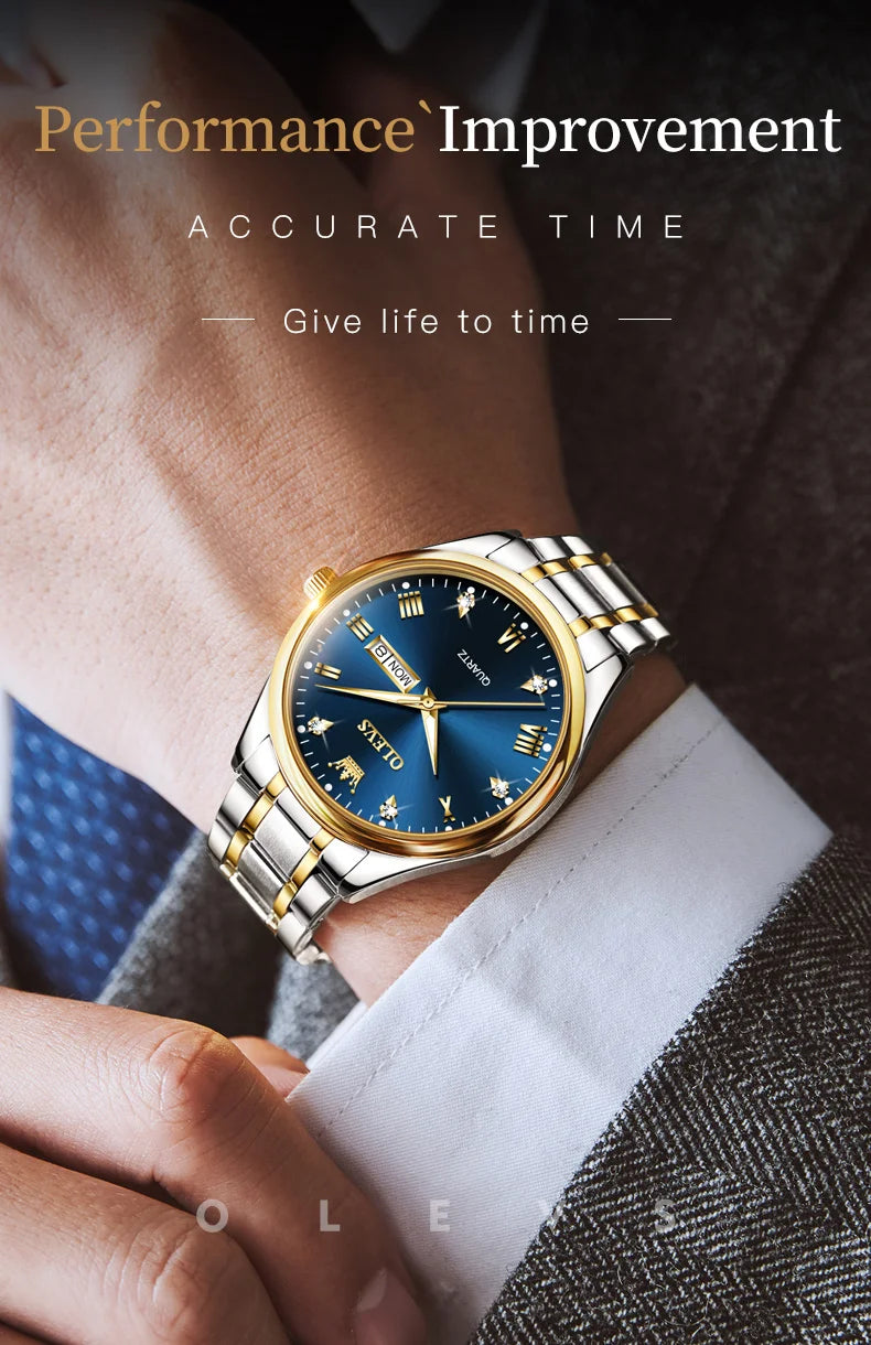 Reloj de Cuarzo OLEVS para Hombre Acero Inoxidable Luminoso