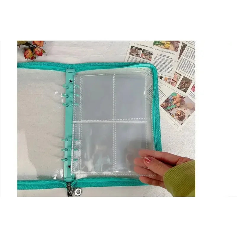 10 Hojas A5 Transparentes de PP con 6 Agujeros para Archivador, Bolsas de Almacenamiento de Fotos, Tarjetas y Datos, Páginas Interiores para Libros
