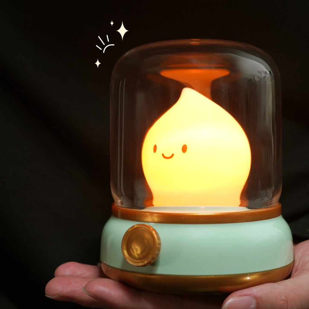 Luz nocturna con forma de vela, bonita lámpara de llama, luz decorativa LED de escritorio, luz nocturna recargable por USB, regalo creativo para dormitorio para niños