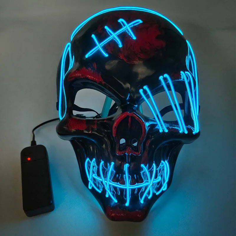 Máscara de calavera malvada, mascarada de Carnaval de Halloween, Casa Encantada, decoración aterradora, esqueleto de Cosplay, Fiesta Temática aterradora, máscara iluminada
