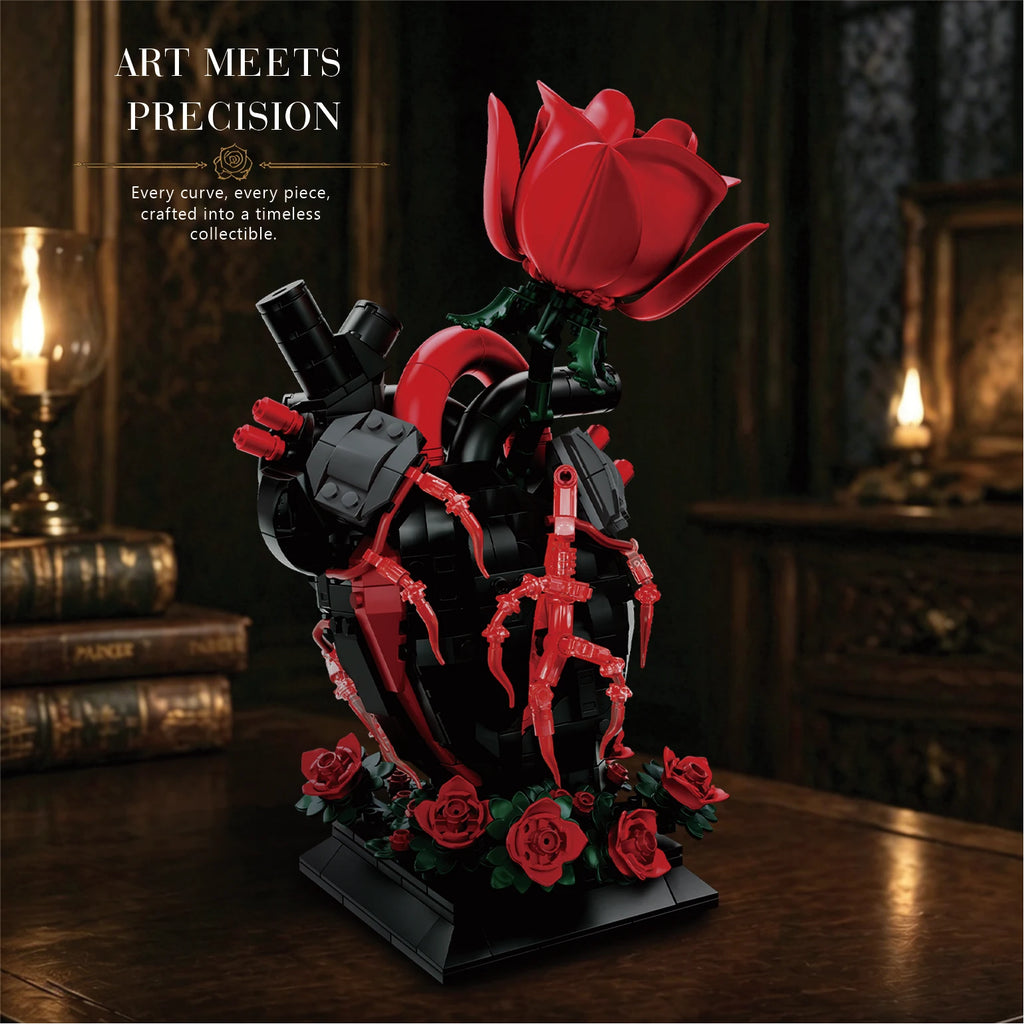 Set de Bloques de Construcción de Violín con Corona de Rosas y Cruz de la Serie Noche Gótica, Modelo MOC, Juguete de Ensamblaje, Adorno de Escritorio, Regalo de Cumpleaños