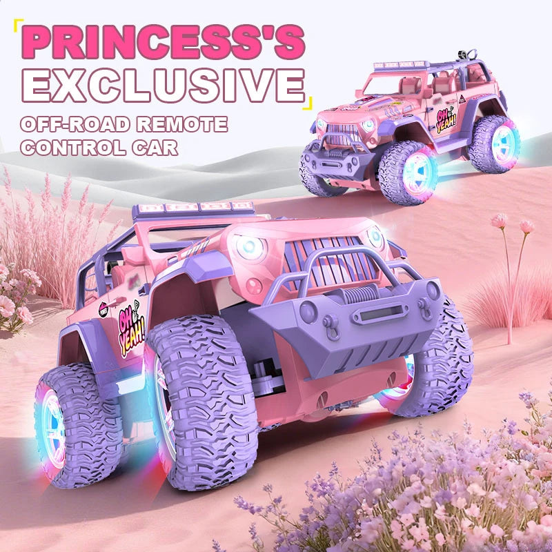 Coche RC Rosa 1:16 Todoterreno con Luces y Efecto Vapor