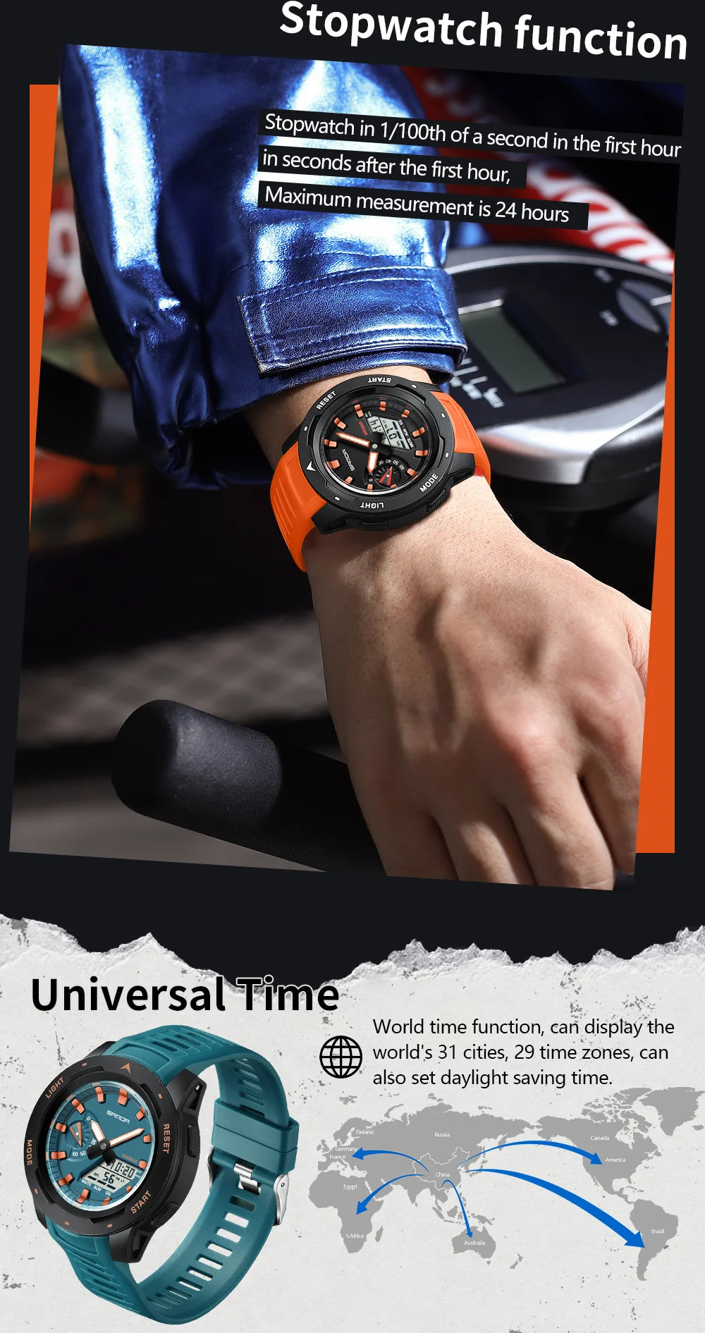 Reloj Deportivo SANDA LED Doble Pantalla para Hombre