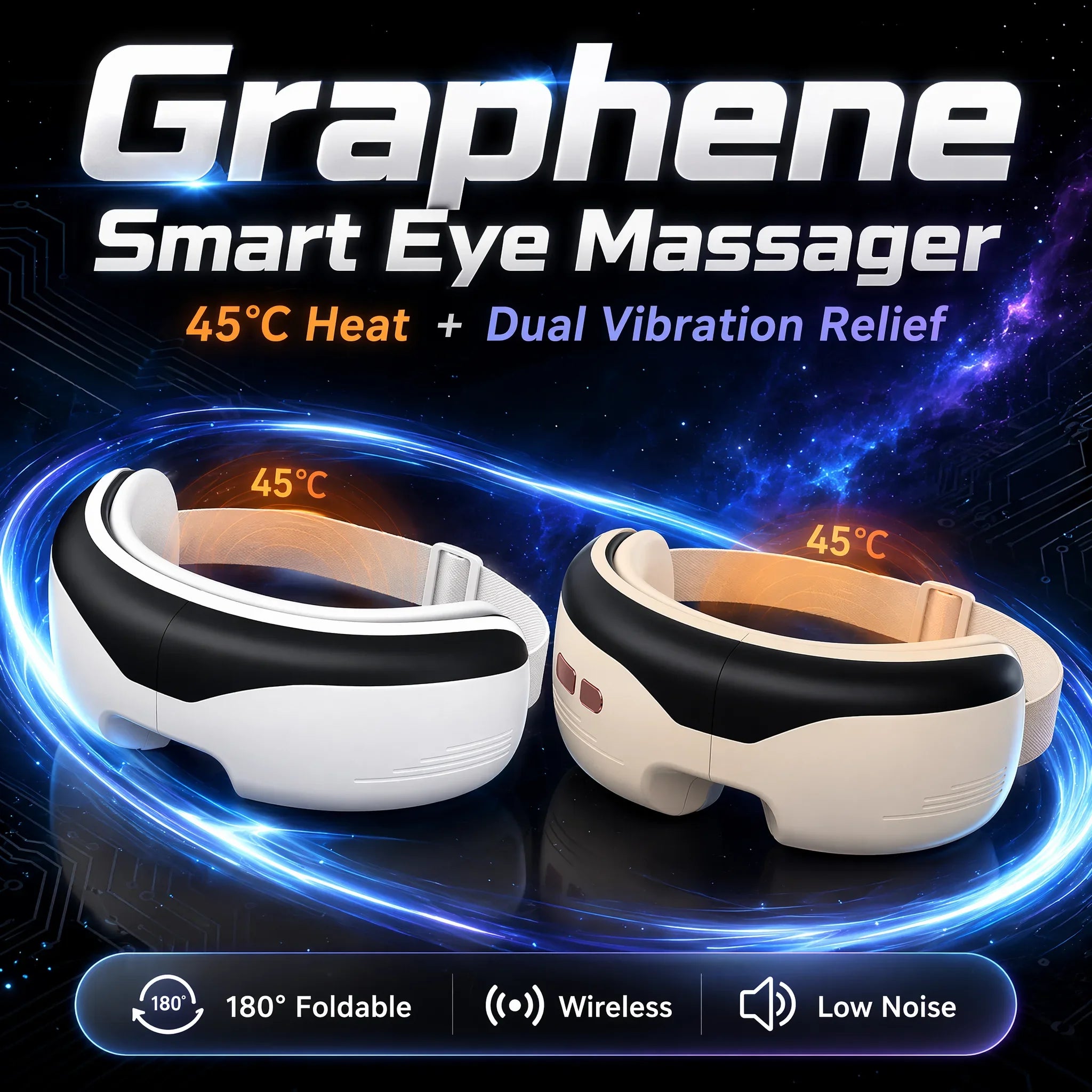 Masajeador de Ojos con Calor de Grafeno y Vibración Plegable