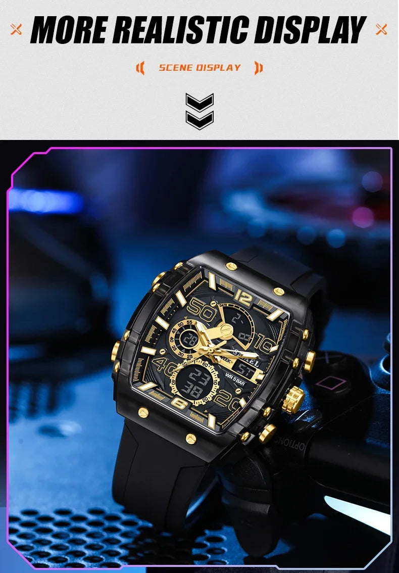 SMAEL 8109 nuevo reloj para hombre, deportivo multifuncional, resistente al agua hasta 50M, pantalla Dual, luz LED nocturna, reloj electrónico para estudiantes de ocio