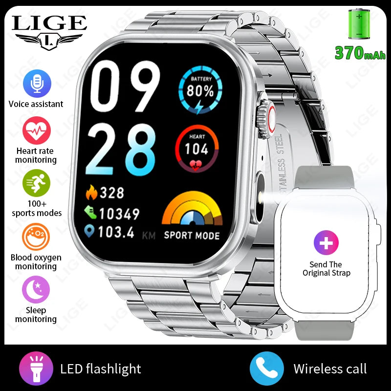 Smartwatch LIGE para mujer y hombre, pantalla 2,01", IP68, llamadas Bluetooth