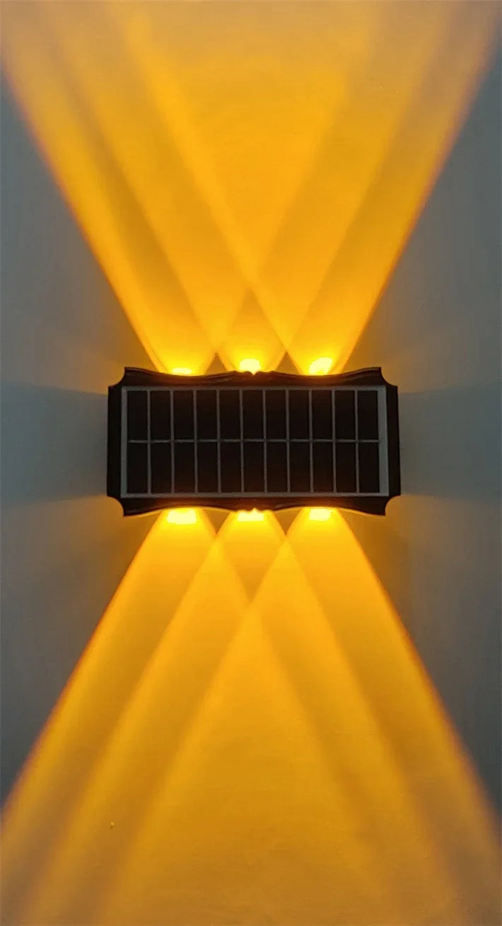 Lámpara Solar de pared para exteriores, luz LED Solar impermeable hacia arriba y hacia abajo, iluminación luminosa, luces decorativas para balcón, patio y jardín
