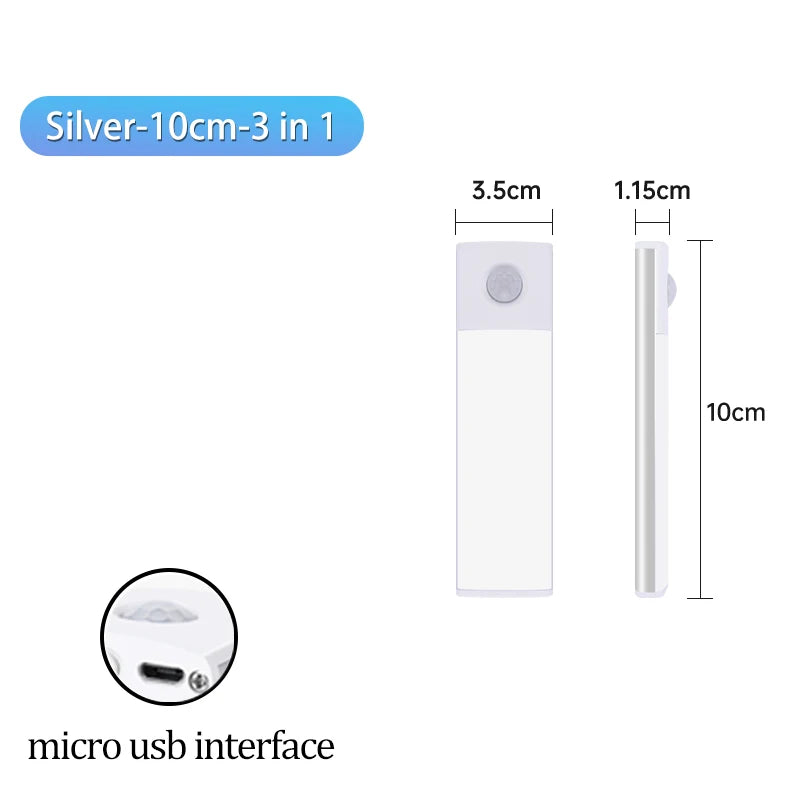 Luz LED con Sensor de Movimiento para Armario USB
