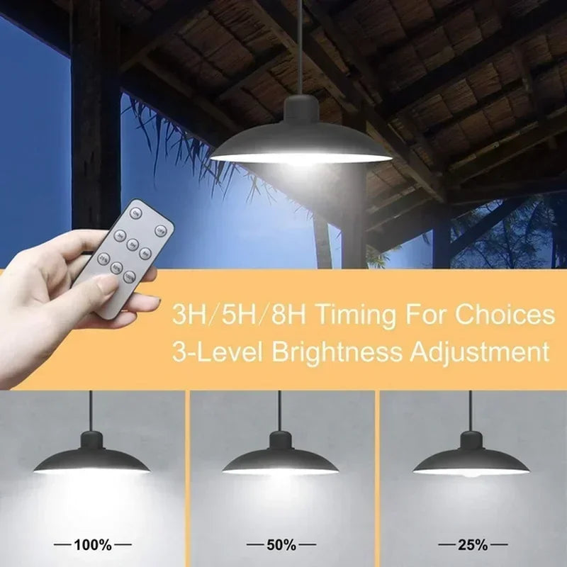 Lámpara colgante Solar de 2/1 cabezal, lámpara remota para exteriores, lámpara de jardín de energía impermeable, cobertizo de jardín interior, LED de Granero con control remoto