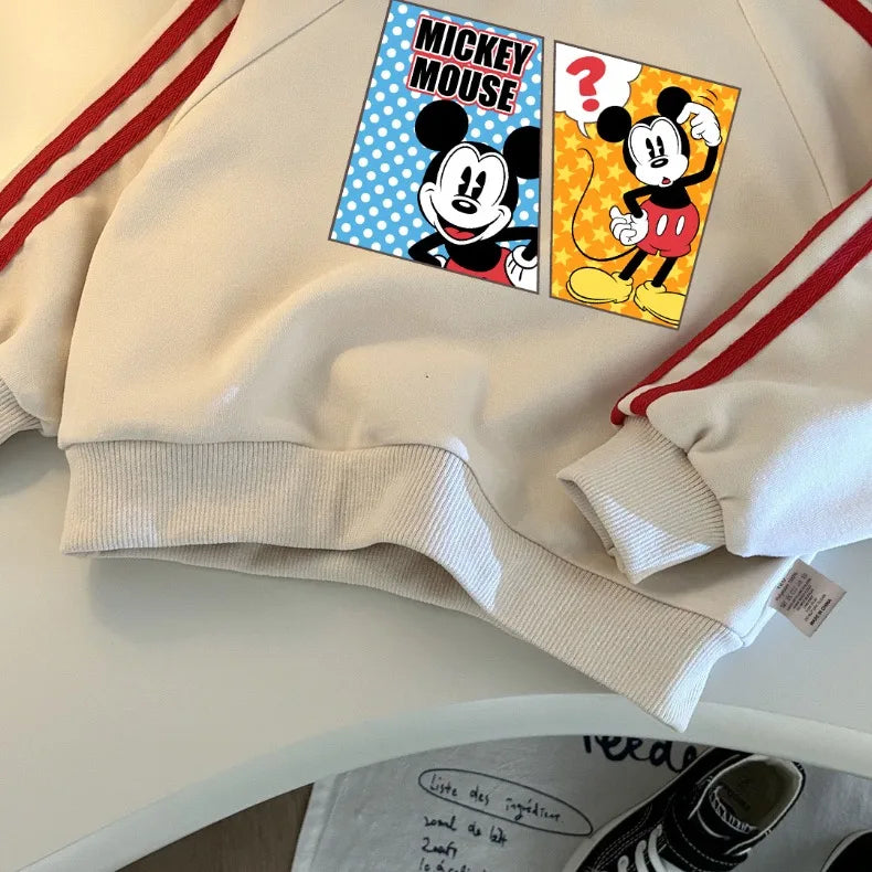 Conjuntos de sudaderas informales con estampado de dibujos animados para niños, sudaderas con capucha y cuello redondo, pantalón largo, traje de dos piezas, chándal para niñas, primavera 2026