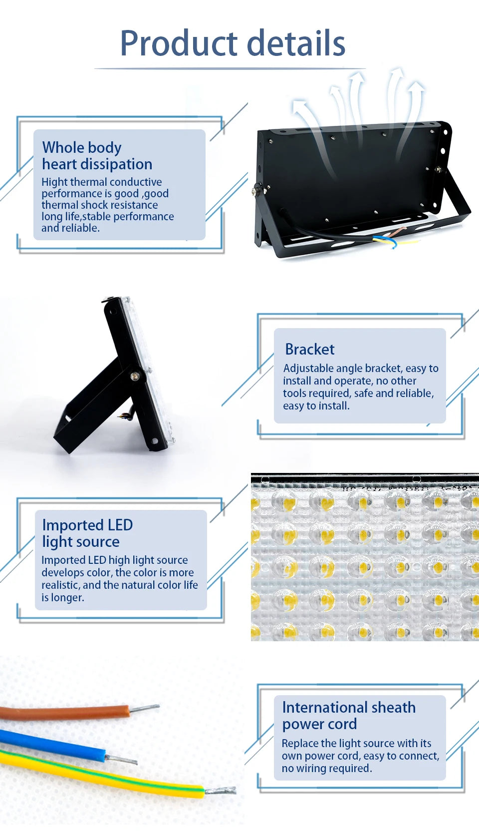 Reflector LED 50W/100W IP65 Impermeable para Jardín, Garaje y Exteriores x4