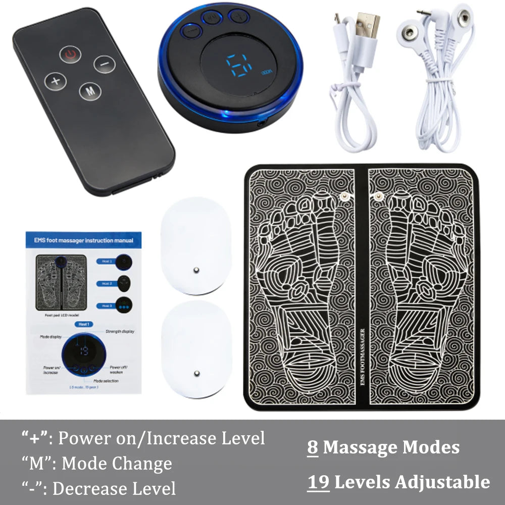 EMS-alfombrilla masajeadora de pies eléctrica TENS, almohadilla masajeadora de pies, estera de masaje plegable, Estimulación muscular, Fisioterapia, Terapia, Fisica Salud