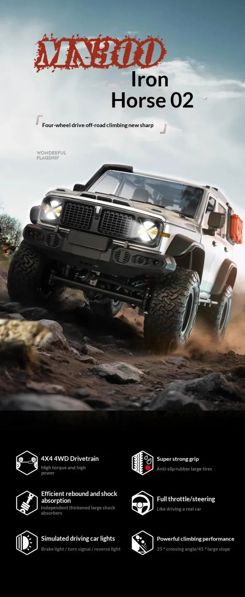 Coche Todoterreno RC 1:12 con Control Remoto, 4WD, Totalmente Proporcional