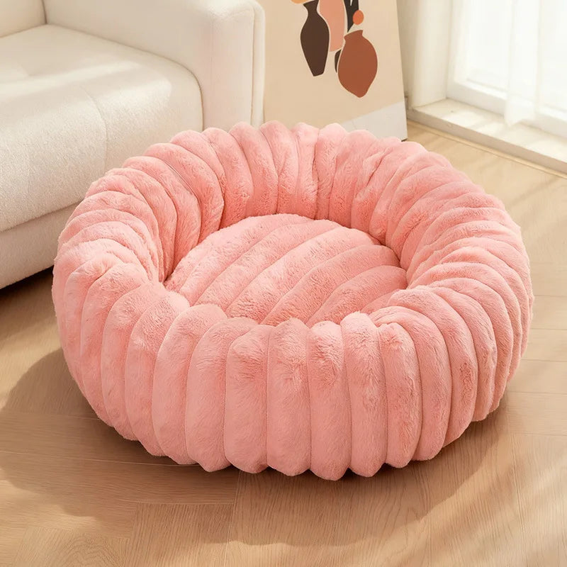 Cama Donut para Gatos y Perros Pequeños con Felpa Suave