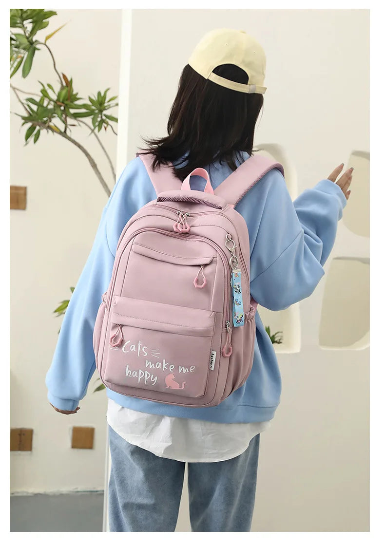 Mochila Escolar Rosa para Niñas y Adolescentes