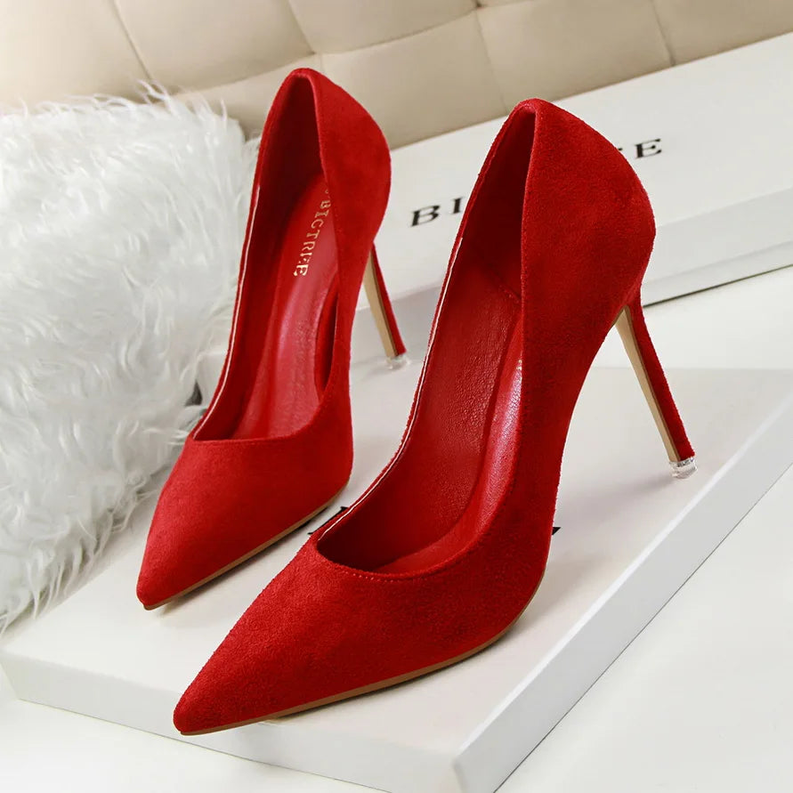 Zapatos de Tacón Alto 9cm para Mujer - Gamuza, Tallas Grandes