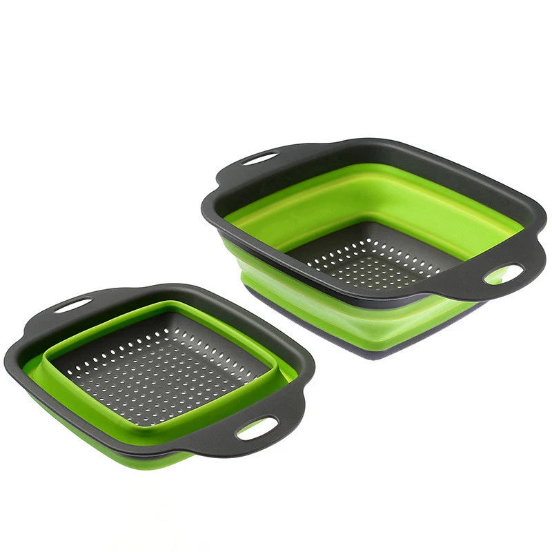 LMETJMA-colador plegable cuadrado de silicona para cocina, colador plegable para alimentos, verduras, frutas, escurridor JT39