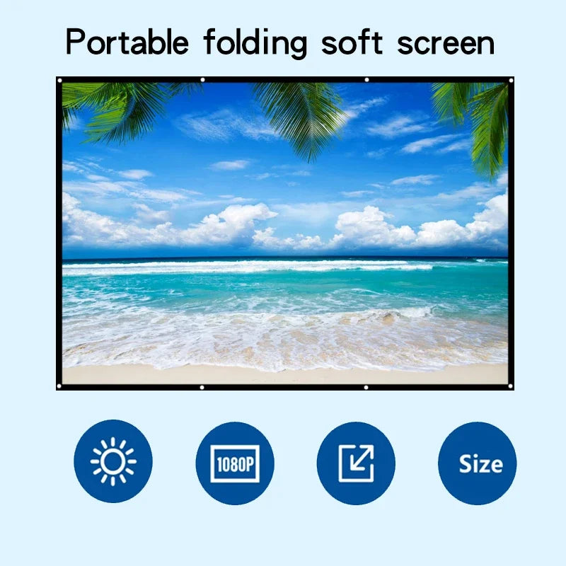 Pantalla de proyección para pared, plegable y fácil de limpiar, 60-150 pulgadas