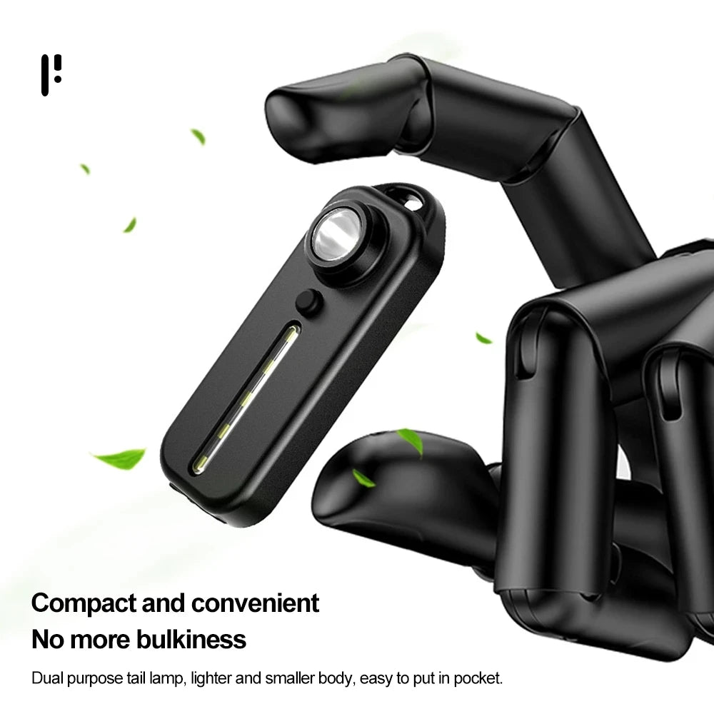 Mini Linterna LED USB Recargable para Bicicleta con Luz Trasera y Llavero