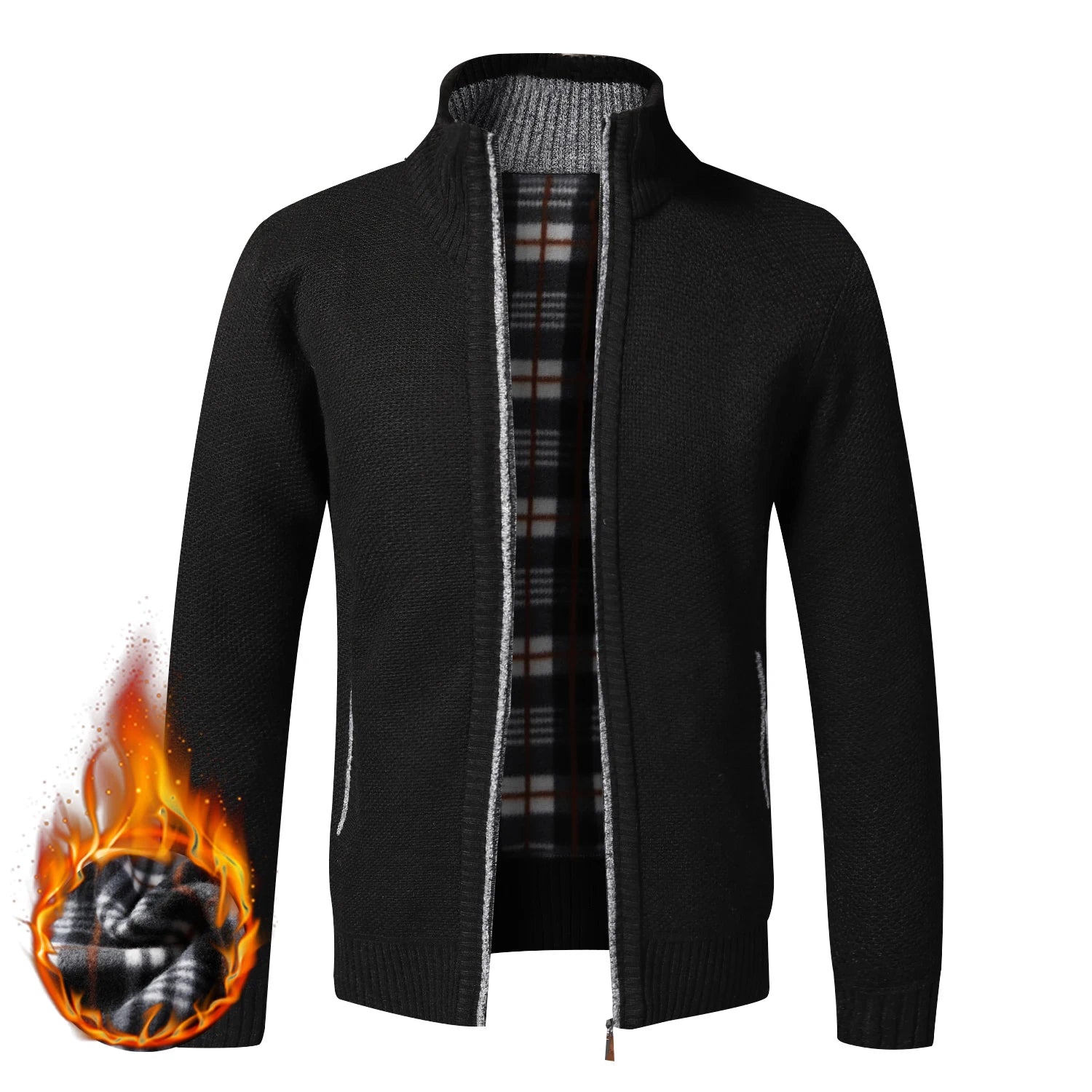 Otoño Invierno cálido cárdigan hombres suéteres de lana chaquetas con cremallera completa Slim Fit marca de lujo suéter tejido abrigo Jersey americano